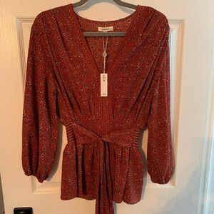 Max Studio Rust Floral Blouse